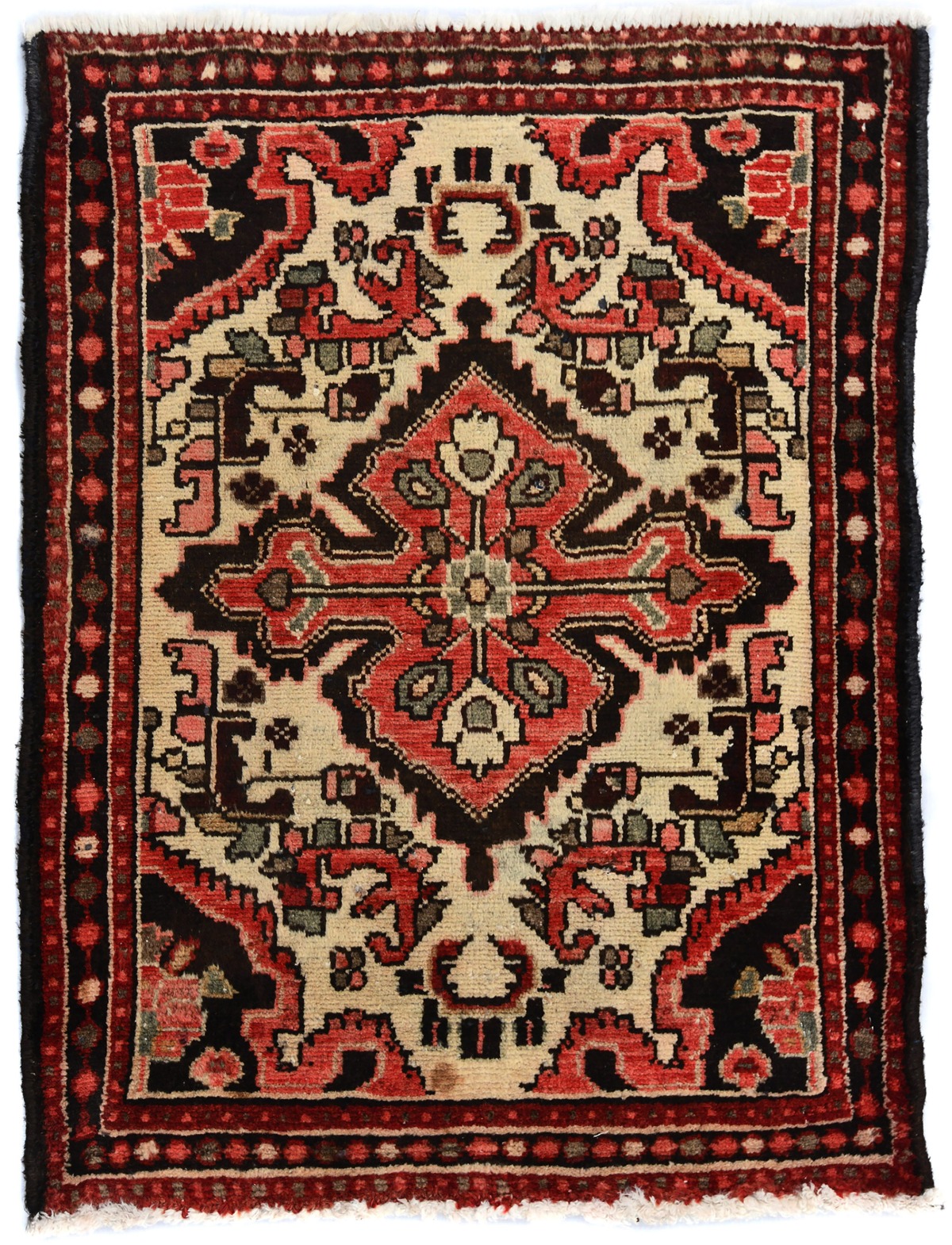 Vintage Red Tribal 2X2'9 Hamedan Persian Rug