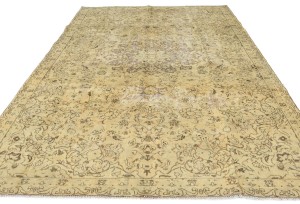 Antique Muted Floral 7'0X9'7 Distressed Vintage Oriental Rug