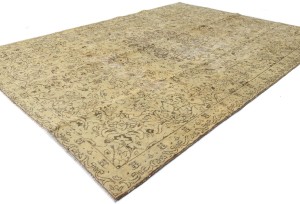 Antique Muted Floral 7'0X9'7 Distressed Vintage Oriental Rug