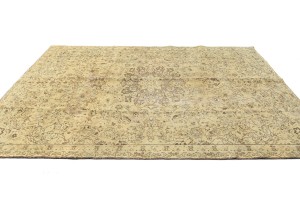 Antique Muted Floral 7'0X9'7 Distressed Vintage Oriental Rug