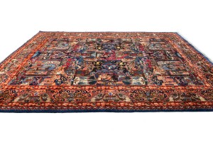 Semi Antique Navy Pictorial 10X13 Kashmar Persian Rug