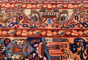 Semi Antique Navy Pictorial 10X13 Kashmar Persian Rug