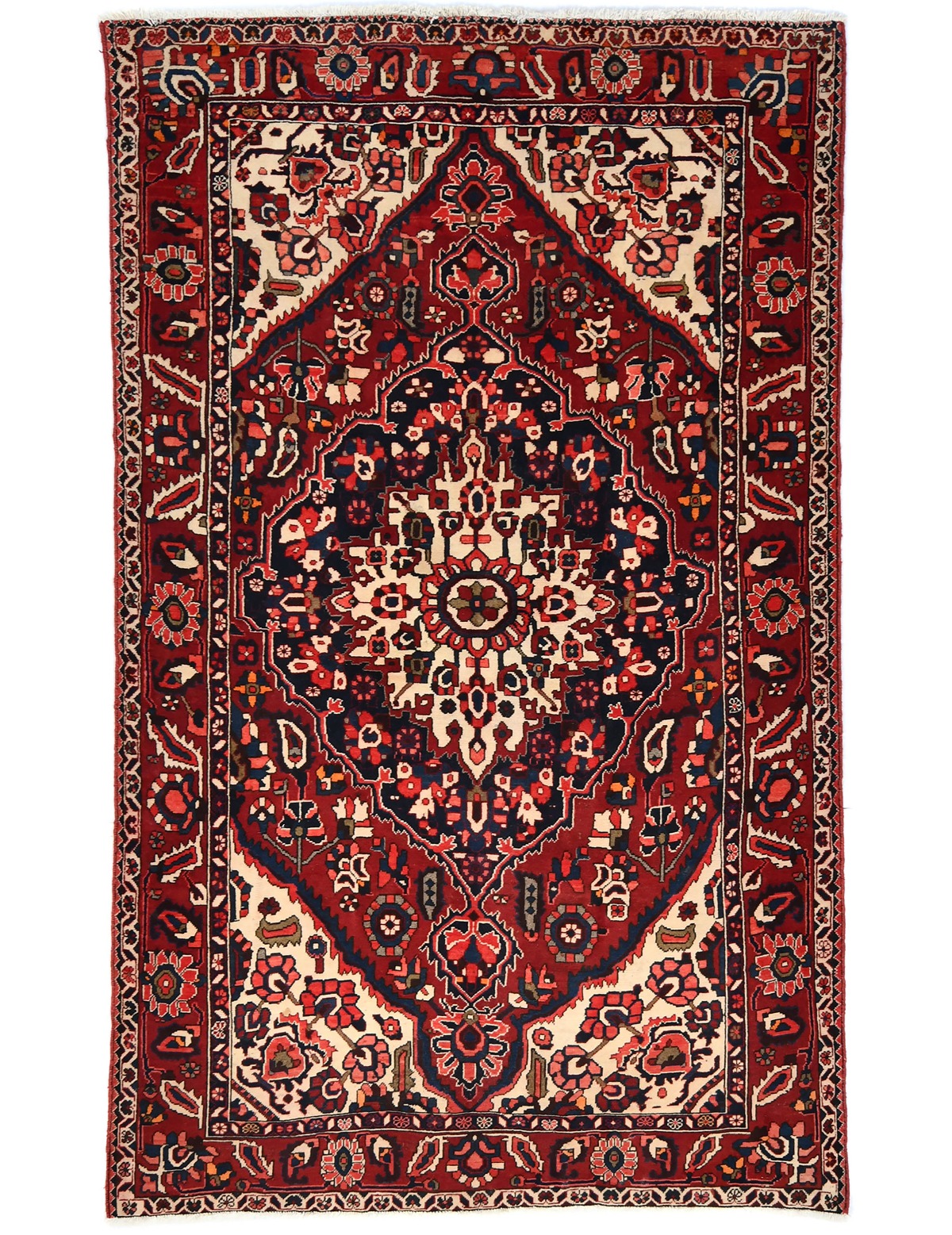 Vintage Red Floral 5X8 Bakhtiari Persian Rug