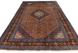 Vintage Rusty Peach Geometric 6'3X9'5 Ardebil Persian Rug