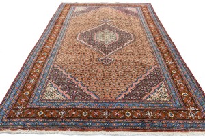 Vintage Rusty Peach Geometric 6'3X9'5 Ardebil Persian Rug