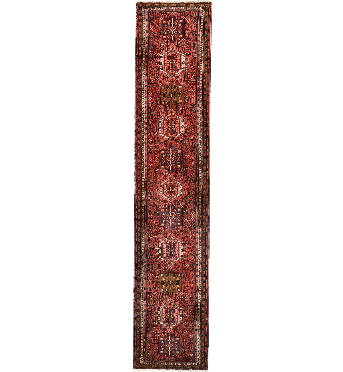 Vintage Red Tribal 2'7X12'9 Karajeh Persian Runner Rug