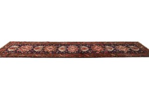 Vintage Geometric Tribal 3'2X14'6 Karajeh Persian Runner Rug