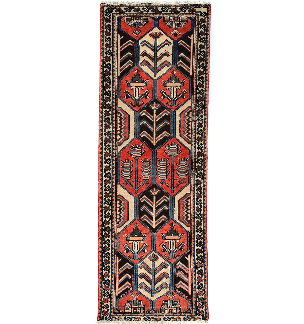 Semi Antique Floral Tribal 3X9 Bakhtiari Persian Runner Rug