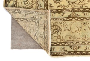 Antique Muted Peach Beige Floral 9'5X13 Distressed Vintage Oriental Rug