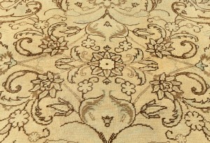 Antique Muted Peach Beige Floral 9'5X13 Distressed Vintage Oriental Rug