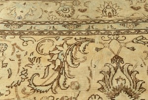 Antique Muted Peach Beige Floral 9'5X13 Distressed Vintage Oriental Rug