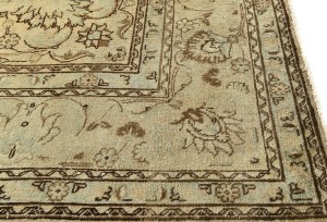 Antique Muted Peach Beige Floral 9'5X13 Distressed Vintage Oriental Rug