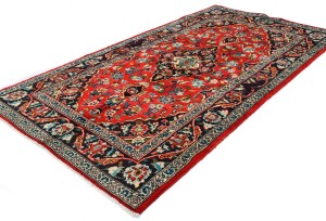 Vintage Red Traditional 3'7X7'0 Kashan Persian Rug