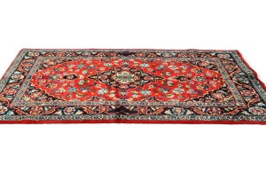 Vintage Red Traditional 3'7X7'0 Kashan Persian Rug