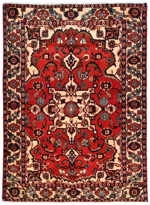 Vintage Red Tribal 4'8X6'4 Bakhtiari Persian Rug