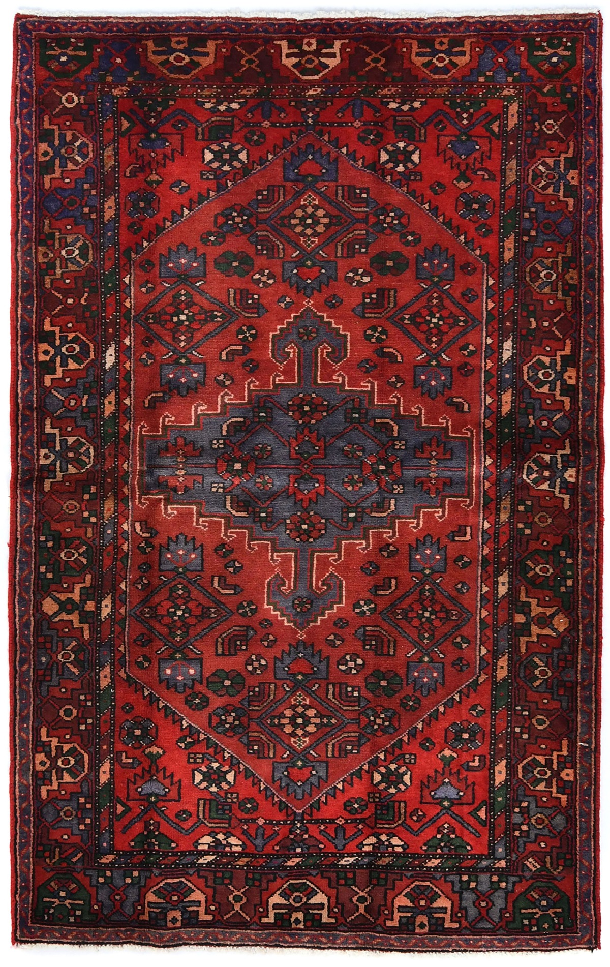 Vintage Red Tribal 4X7 Hamedan Persian Rug