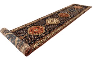 Vintage Purple-navy Tribal 3X18 Meshkin Persian Runner Rug
