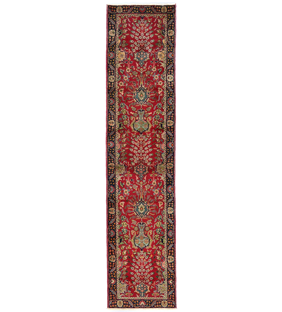 Vintage Red Traditional 3X11 Tabriz Persian Runner Rug