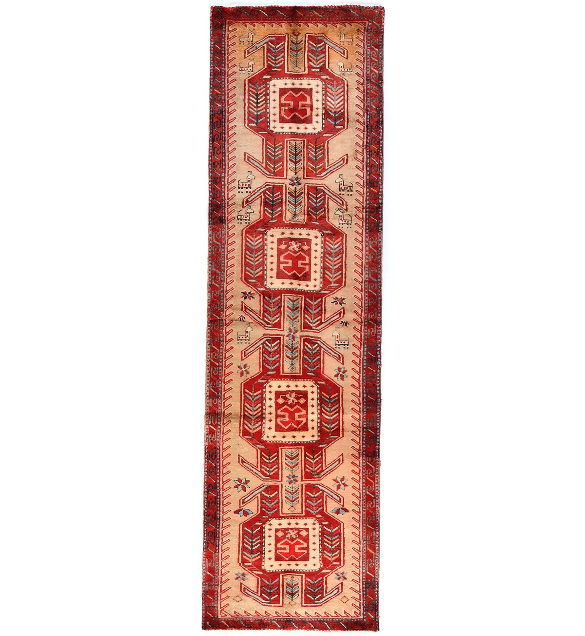 Semi Antique Geometric Tribal 3X10 Meshkin Persian Runner Rug