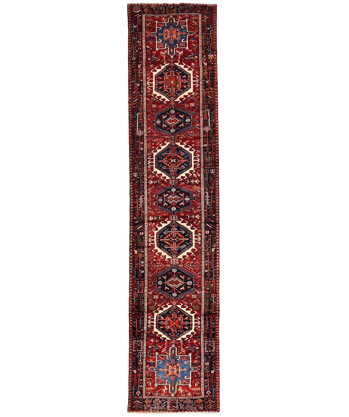 Vintage Red Tribal 3X15 Karajeh Persian Runner Rug