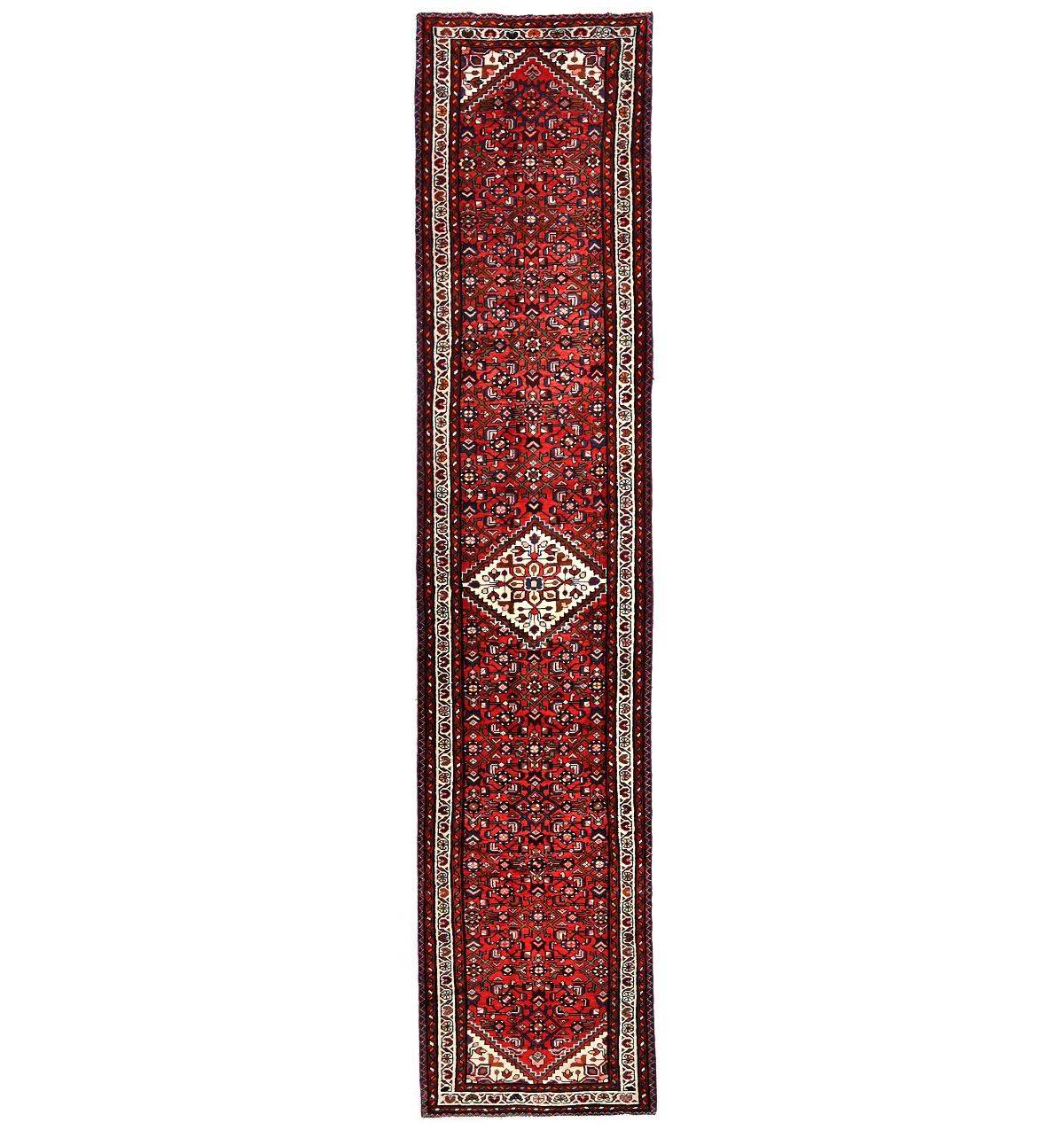 Vintage Red Tribal 2'9X13'5 Hamedan Persian Runner Rug