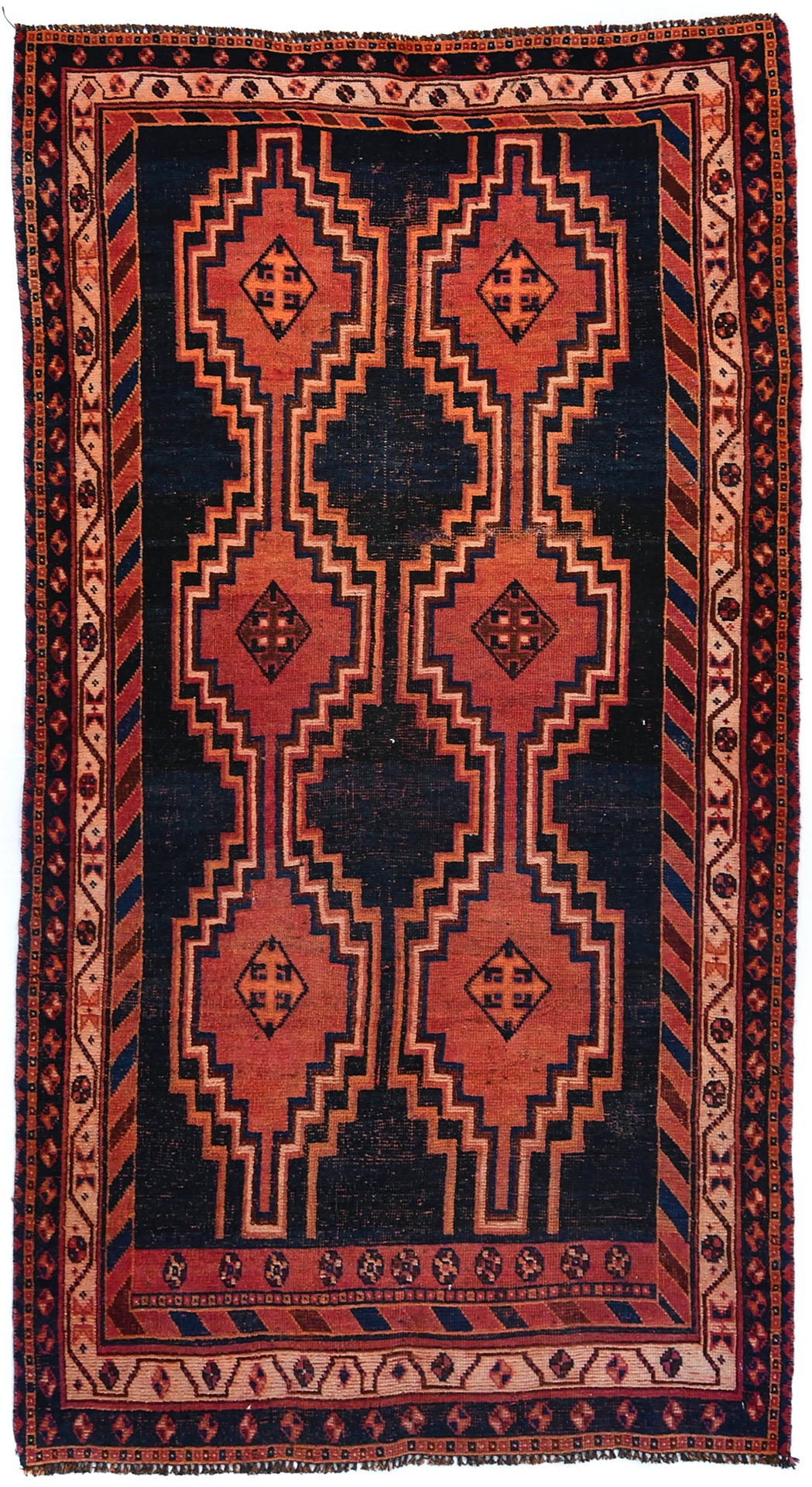 Semi Antique Charcoal Tribal 4'3X7'9 Distressed Vintage Oriental Rug