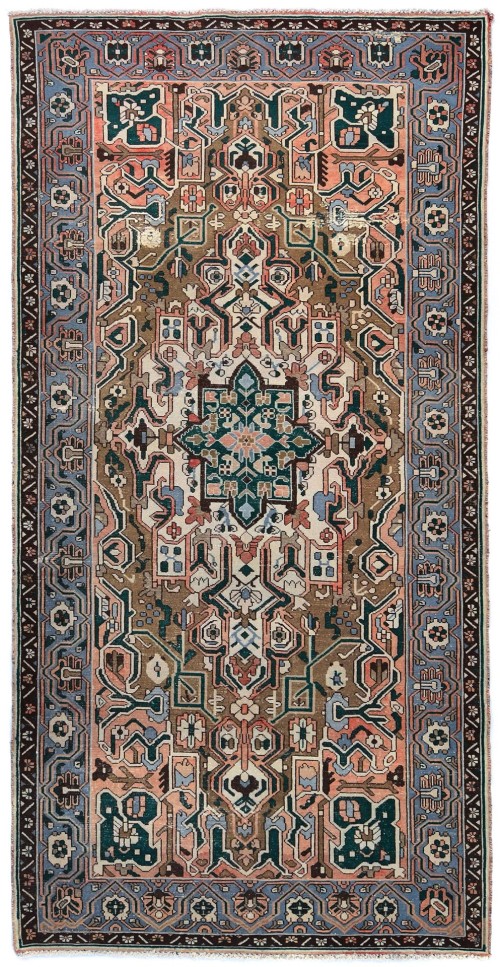 Semi Antique Brown Floral 5X10 Distressed Vintage Oriental Rug