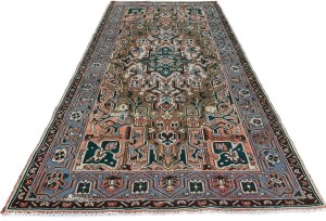 Semi Antique Brown Floral 5X10 Distressed Vintage Oriental Rug