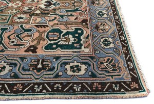 Semi Antique Brown Floral 5X10 Distressed Vintage Oriental Rug