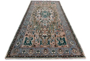 Semi Antique Brown Floral 5X10 Distressed Vintage Oriental Rug