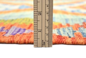 Multicolored Geometric Reversible 2'4X6'3 Kilim Oriental Runner Rug