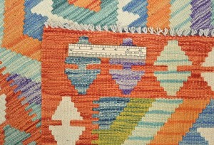 Multicolored Geometric Reversible 2'4X6'3 Kilim Oriental Runner Rug