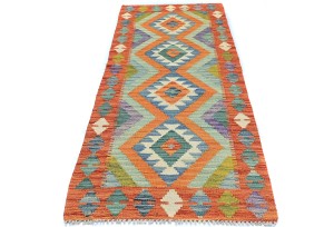 Multicolored Geometric Reversible 2'4X6'3 Kilim Oriental Runner Rug