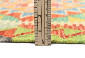 Multicolored Geometric Reversible 2'4X6'5 Kilim Oriental Runner Rug