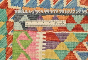 Multicolored Geometric Reversible 2'4X6'5 Kilim Oriental Runner Rug