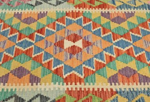 Multicolored Geometric Reversible 2'4X6'5 Kilim Oriental Runner Rug