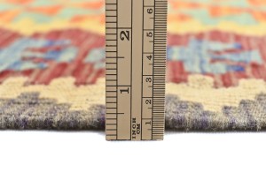 Multicolored Geometric Reversible 3X8 Kilim Oriental Runner Rug