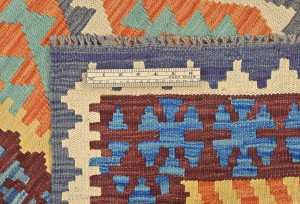 Multicolored Geometric Reversible 3X8 Kilim Oriental Runner Rug