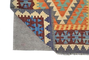 Multicolored Geometric Reversible 3X8 Kilim Oriental Runner Rug