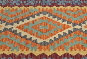 Multicolored Geometric Reversible 3X8 Kilim Oriental Runner Rug