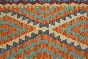 Multicolored Geometric Reversible 3X8 Kilim Oriental Runner Rug