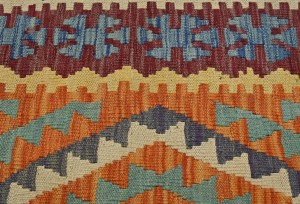 Multicolored Geometric Reversible 3X8 Kilim Oriental Runner Rug