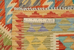 Multicolored Geometric Reversible 3X8 Kilim Oriental Runner Rug