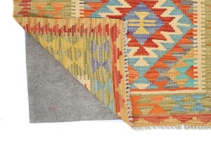 Multicolored Geometric Reversible 3X8 Kilim Oriental Runner Rug