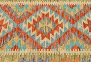 Multicolored Geometric Reversible 3X8 Kilim Oriental Runner Rug