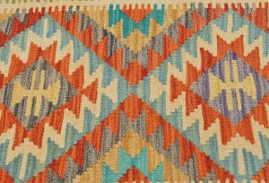 Multicolored Geometric Reversible 3X8 Kilim Oriental Runner Rug