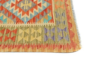 Multicolored Geometric Reversible 3X8 Kilim Oriental Runner Rug