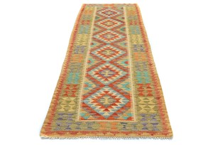 Multicolored Geometric Reversible 3X8 Kilim Oriental Runner Rug