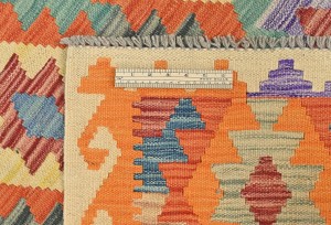 Multicolored Geometric Reversible 3X10 Kilim Oriental Runner Rug