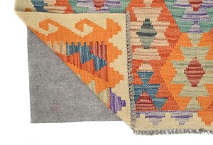 Multicolored Geometric Reversible 3X10 Kilim Oriental Runner Rug